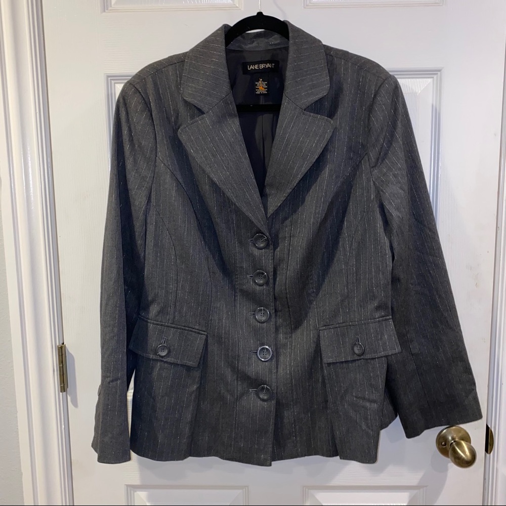 Lane Bryant Striped Metallic Blazer